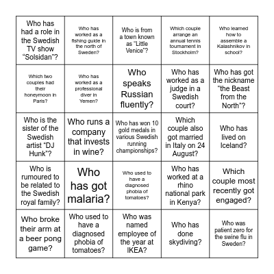 Get to know each other! Bingo Card