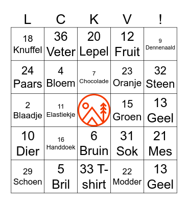 Voorwerpen Bingo Card