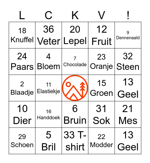 Voorwerpen Bingo Card