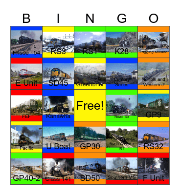 High Speed Railway Lines Bingo Card