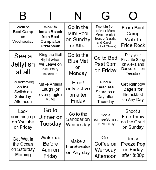 BEACH HOUSE BINGO 2024 Bingo Card