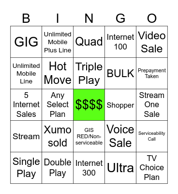 SALES Bingo Card