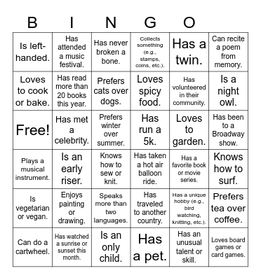 People Bingo Card