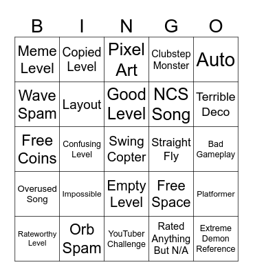 Recent Tab Bingo Card