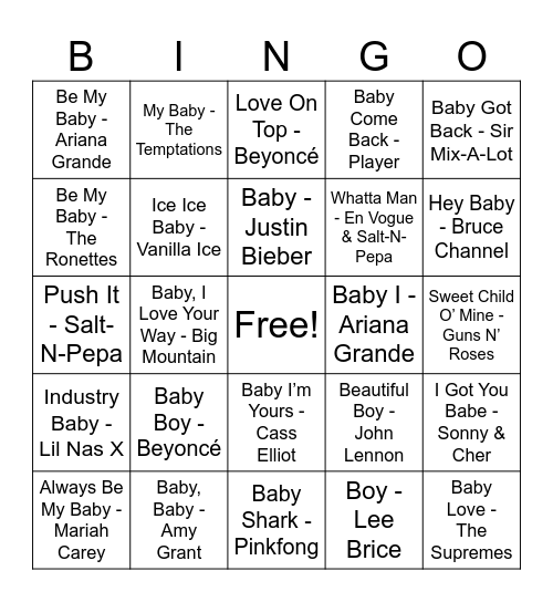 Baby Bingo! Bingo Card