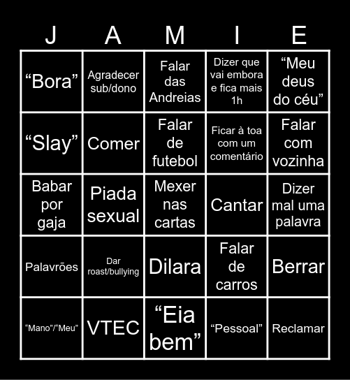 Jamie Drake Bingo Card