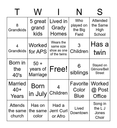 Cleo & Clemontez 80th Birthday Bingo Card