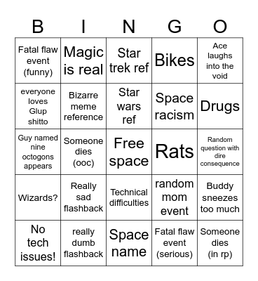Advena Bingo 1 Bingo Card