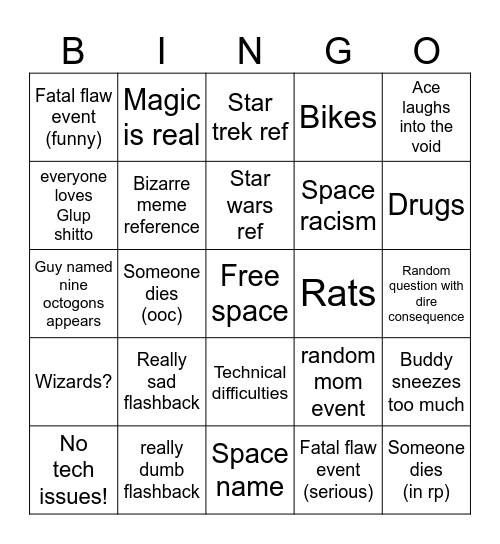 Advena Bingo 1 Bingo Card