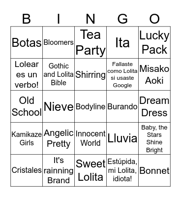 LOLIDAY INVERNO 2016 - LOLITAS CHILENAS Bingo Card