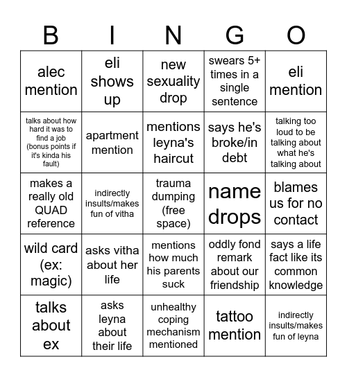 Camgo Bingo Card