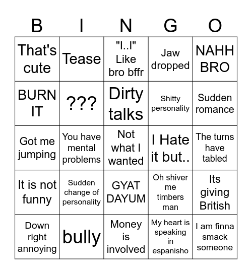 Character ai Bingo Card