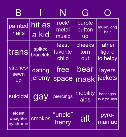 michael afton headcanons Bingo Card