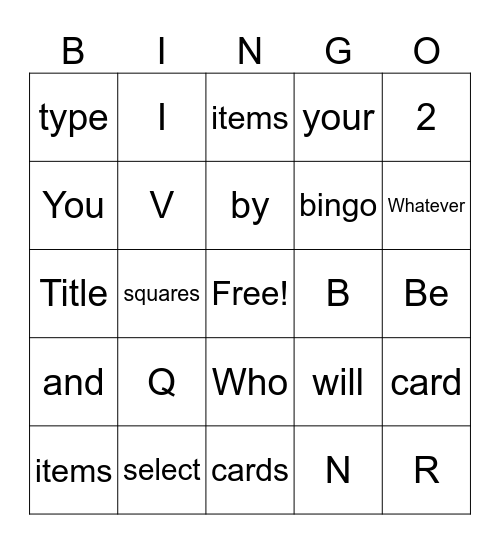 John's game Bingo Card