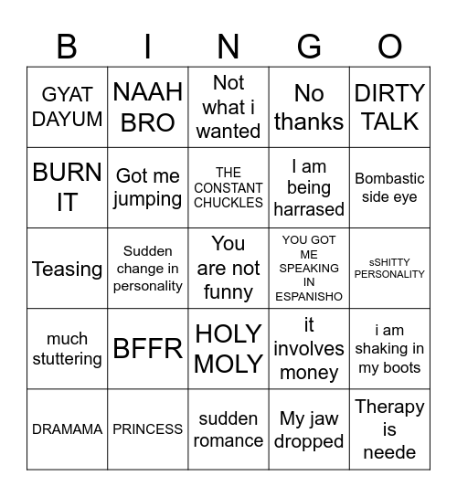 c.ai Bingo Card