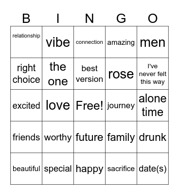 Bachelorette BINGO Card