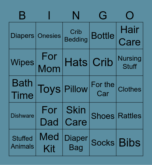 Angel & Geo's Baby Shower Bingo Card