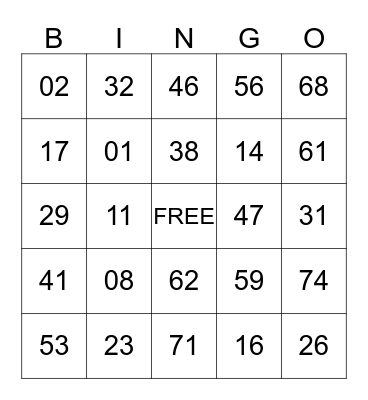 FAMILY BINGO NIGHT Bingo Card