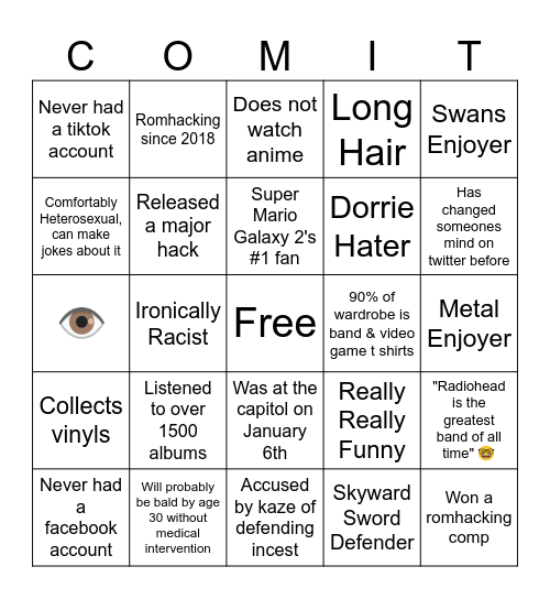 Comit Bingo Card
