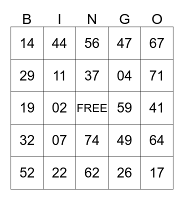 FAMILY BINGO NIGHT Bingo Card