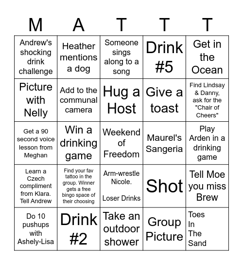 10th Annual Run Away From Adutling Bingo Card
