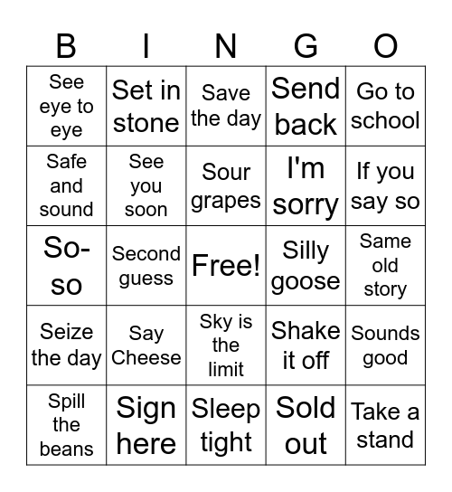 /s/ phrase bingo Card