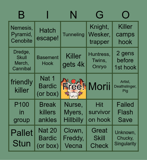 Failin DBD Bingo Card