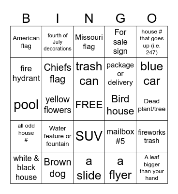 Bike Ride BINGO Card