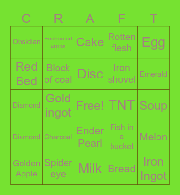 Minecraft bingo battle Bingo Card