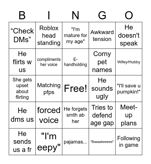 Edating BINGO Card