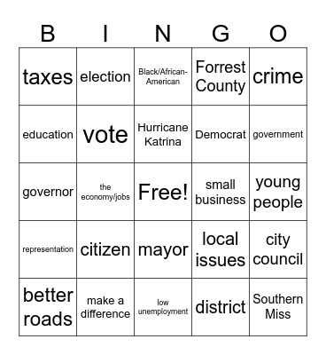 Community Bingo Card