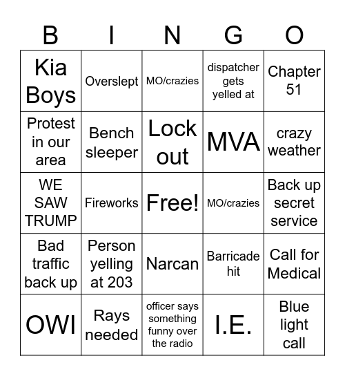 RNC FUN Bingo Card