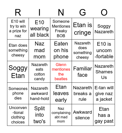 Seaworld Predictions Bingo Card