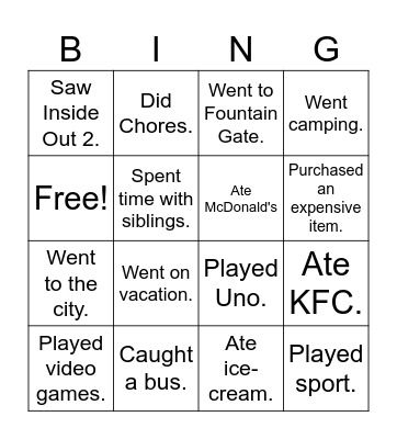 On the Holidays... Bingo Card