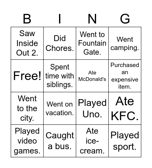 On the Holidays... Bingo Card