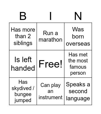 Find someone who… Bingo Card