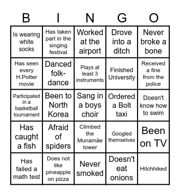 Pulma Bingo Card