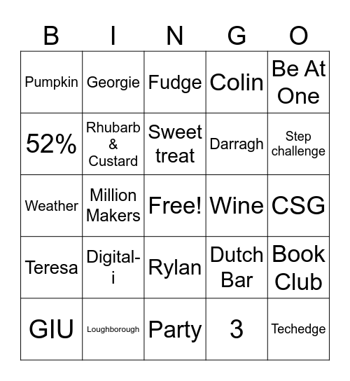 Leaving Bingo!! Bingo Card