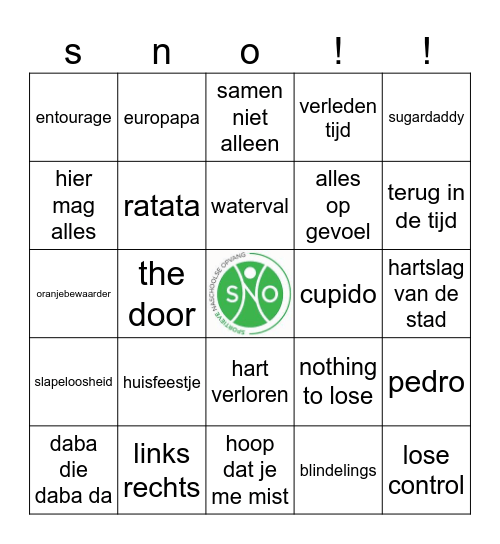 sno muziekbingo allstars 2 Bingo Card