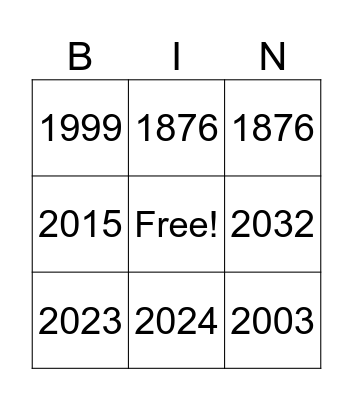 Nian Bingo Card