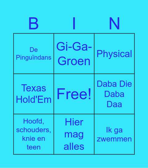 Muziekbingo Groep 4! Bingo Card