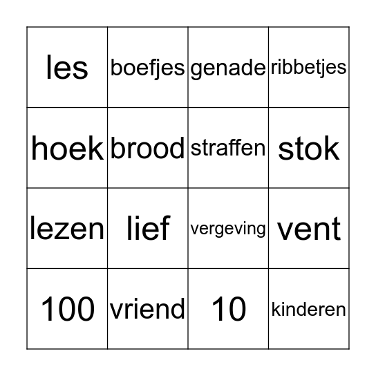 woorden bingo Card