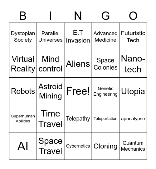 Sci-Fi Bingo Card
