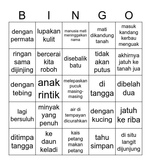 Peringgo Bingo Card