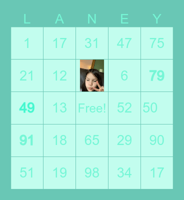 Delaney Nelson Bingo Card