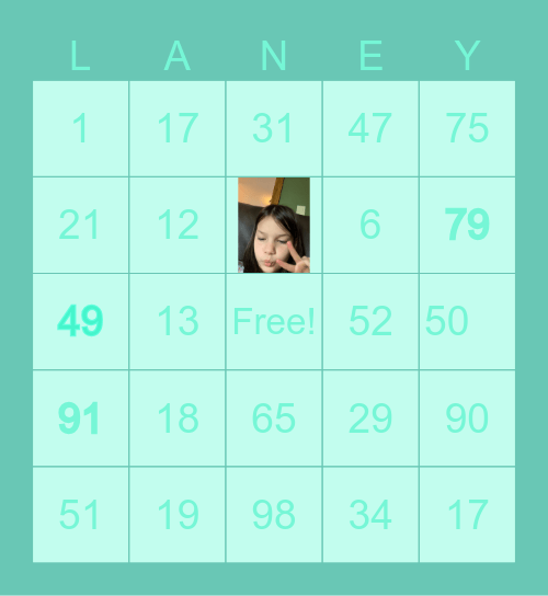 Delaney Nelson Bingo Card