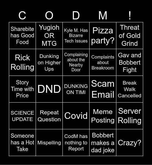 The CodM Bingo Card Bingo Card