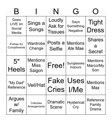 Mourning Mayhem Bingo Card