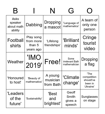 IMO 2024 opening ceremony Bingo Card