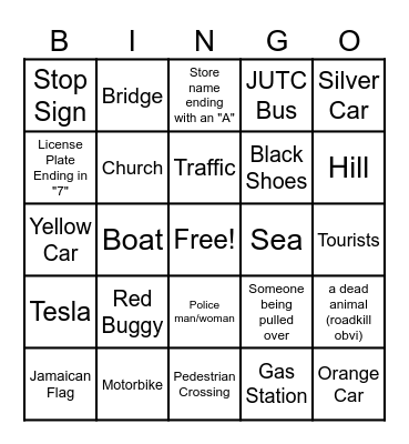 Bus Bingo Card